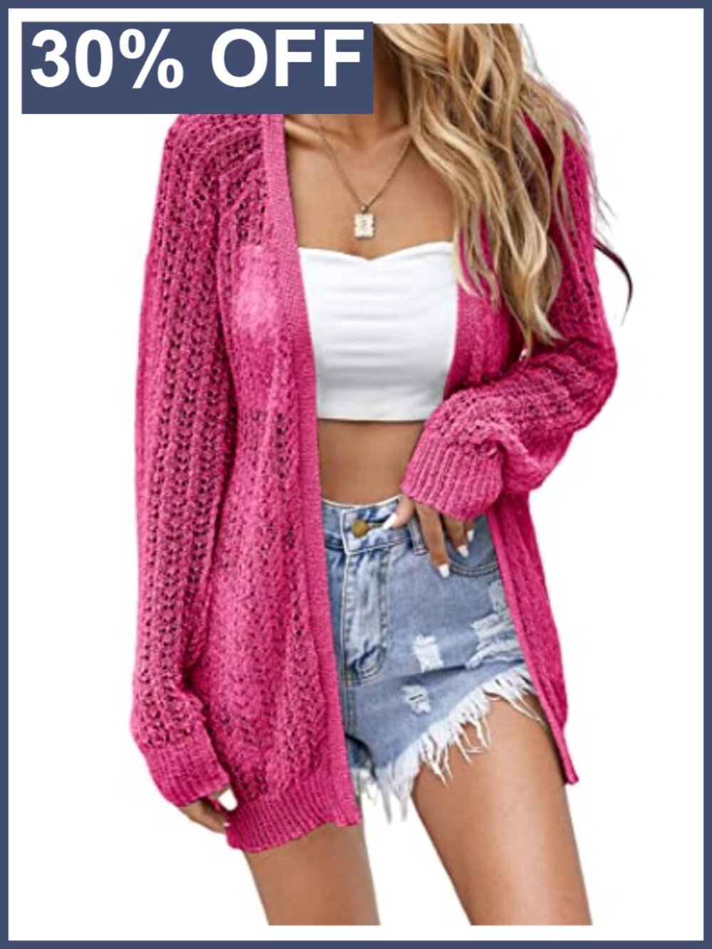 Crochet Lightweight Open Front Long Sleeve Cardigan Cover Up